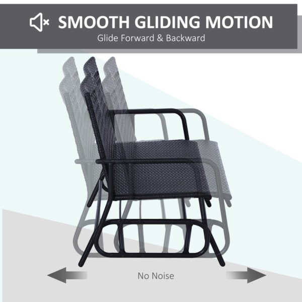 Outsunny Patio 2-Person Wicker Glider Bench Rocking Chair - Image 3