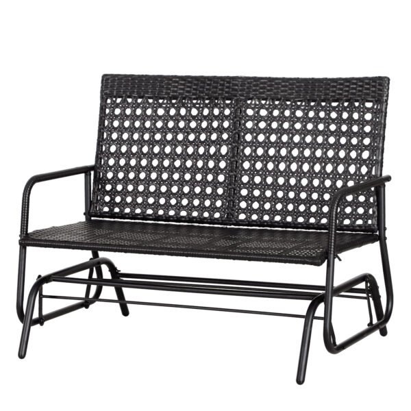 Outsunny Patio 2-Person Wicker Glider Bench Rocking Chair - Image 2