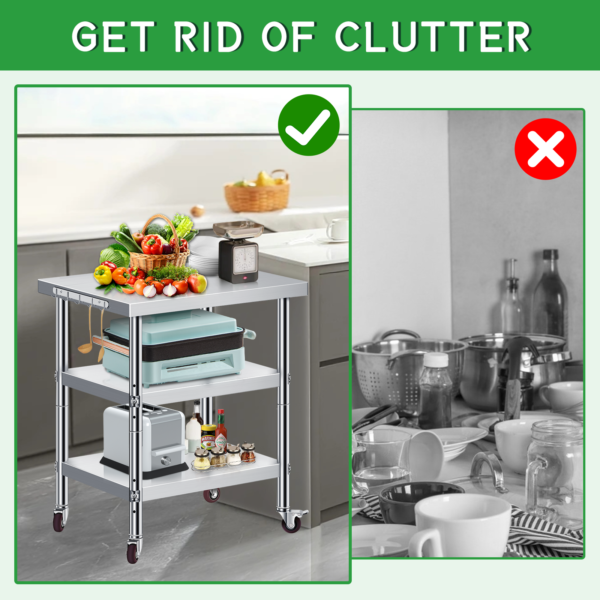 Stainless Steel Prep Table with Wheels - Image 2