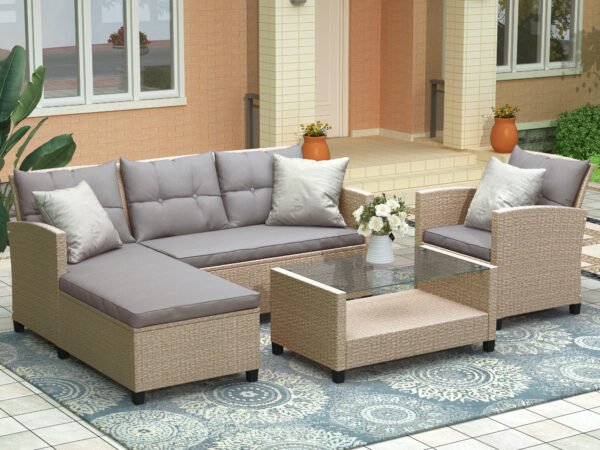Conversation Set Wicker Ratten Sectional Sofa