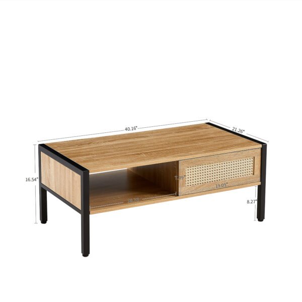 Rattan TV cabinet with variable color light strip - Image 2