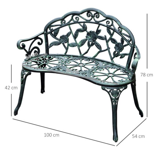 Outsunny Gartenbank Parkbank Sitzbank Bank Gartenmöbel 2-Sitzer Metall 100 x 54 x 78 cm - Image 5