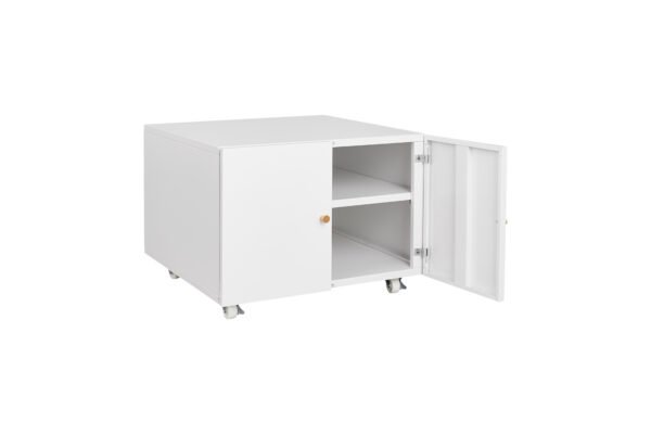 Metal Printer Stand with Storage Mobile Printer Tables for Small Spaces with Door Adjustable Shelf File Cabinet on Wheels for Home Office (White) - Image 7