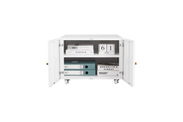 Metal Printer Stand with Storage Mobile Printer Tables for Small Spaces with Door Adjustable Shelf File Cabinet on Wheels for Home Office (White) - Image 8