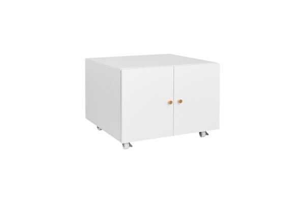 Metal Printer Stand with Storage Mobile Printer Tables for Small Spaces with Door Adjustable Shelf File Cabinet on Wheels for Home Office (White)