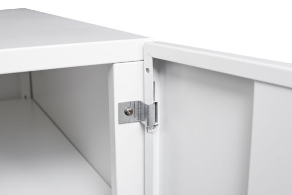 Metal Printer Stand with Storage Mobile Printer Tables for Small Spaces with Door Adjustable Shelf File Cabinet on Wheels for Home Office (White) - Image 3
