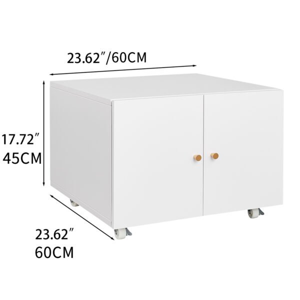 Metal Printer Stand with Storage Mobile Printer Tables for Small Spaces with Door Adjustable Shelf File Cabinet on Wheels for Home Office (White) - Image 9