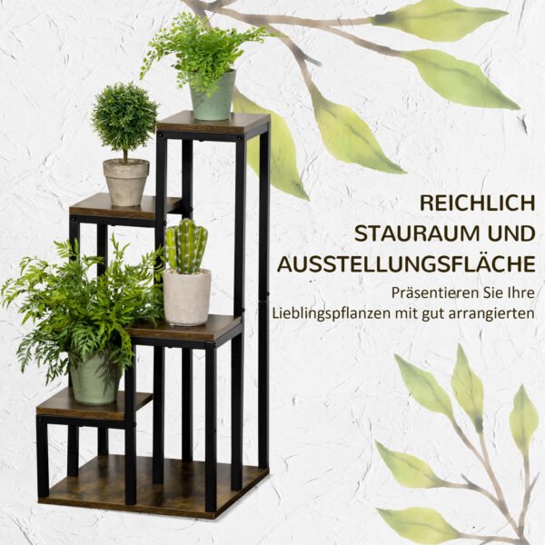 Pflanzenständer Blumenständer 4 Ebenen multifunktionales Pflanzenregal Braun 40x40x81cm für Balkon Garten & Innenräume - Image 8
