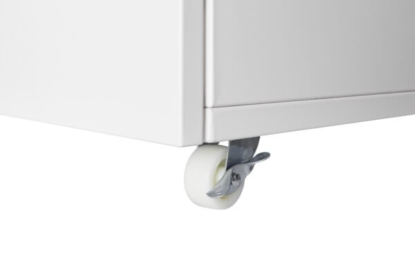 Metal Printer Stand with Storage Mobile Printer Tables for Small Spaces with Door Adjustable Shelf File Cabinet on Wheels for Home Office (White) - Image 6