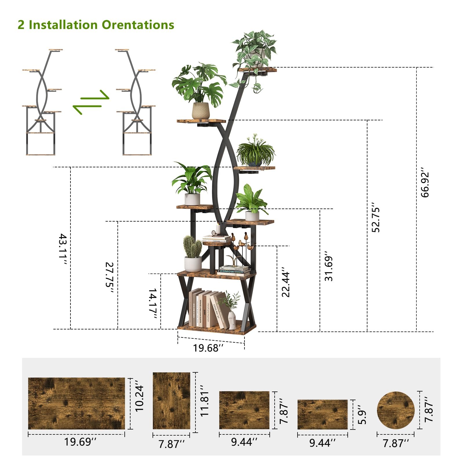 Plant Stand Indoor with Grow Lights 8 Tiered 67“ Tall Plant Shelf with Adjustable Brightness Timer Large Metal S-Shaped Corner Plant Flower Holder Home Decor for Living Room Patio Balcony - Image 7