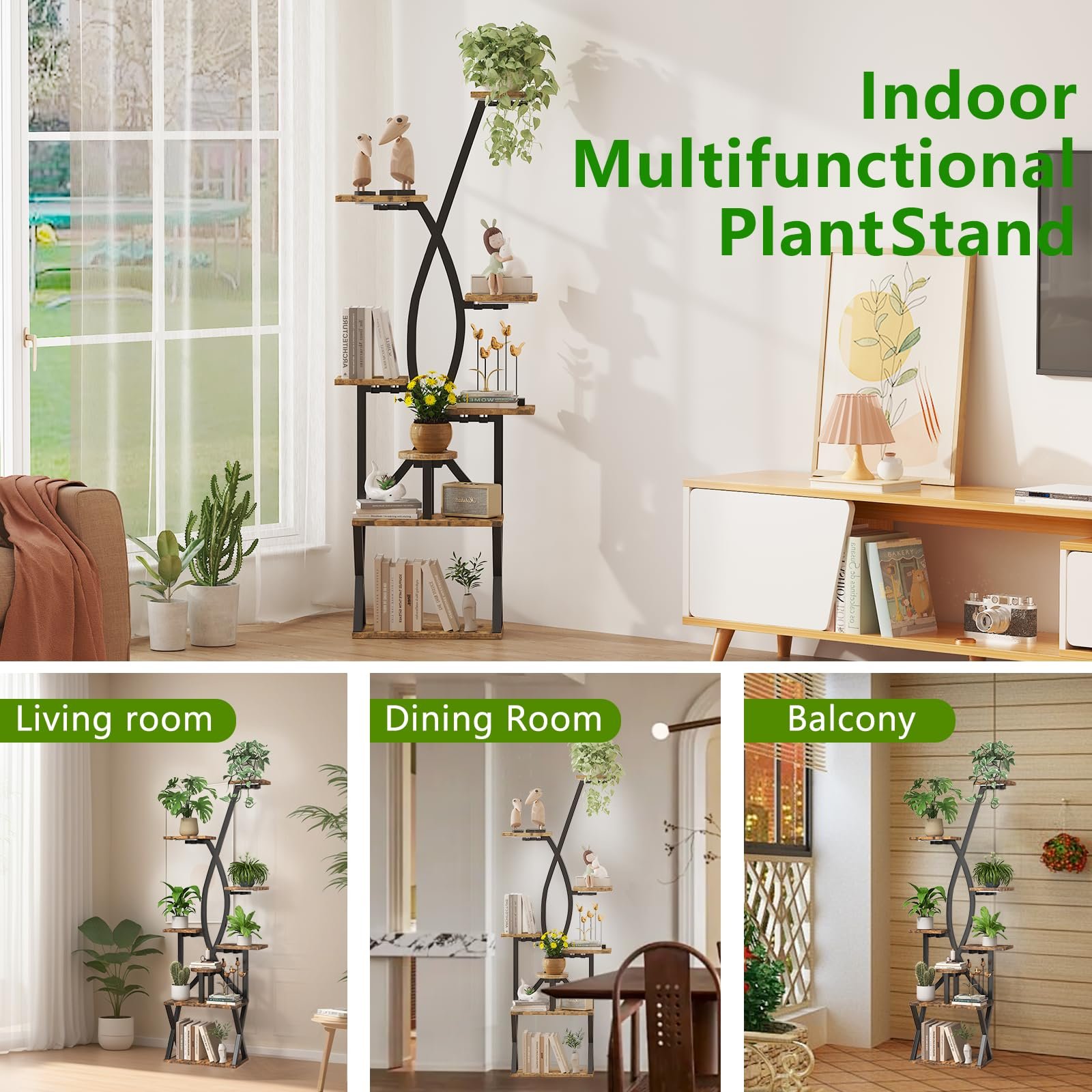 Plant Stand Indoor with Grow Lights 8 Tiered 67“ Tall Plant Shelf with Adjustable Brightness Timer Large Metal S-Shaped Corner Plant Flower Holder Home Decor for Living Room Patio Balcony - Image 5